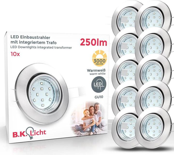 Immagine prodotto B.K.Licht Set di luci da incasso a LED, nichel opaco, 6xLED/GU10/2,9W (260 lm, GU10)