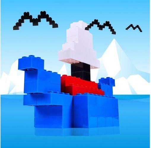 Actual product image Androni Blox 40 blue 8 bricks in box