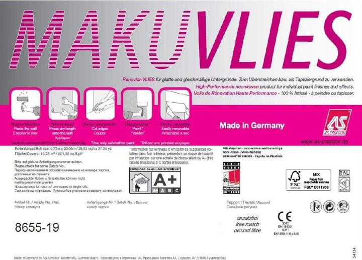 Image du produit A.S. Création Makulaturvlies 130 g/m² rénovation non-tissé non-tissé fibre peintre non-tissé, à peindre (75 x 2500 cm)