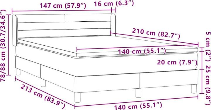 Produktbild vidaXL Boxspringbett (140 x 210 cm)