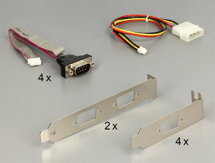 Productafbeelding Delock MiniPCIe I/O PCIe volledige grootte 4 x seriële RS-232 met voedingsspanning (0.30 m, Mini DIN)
