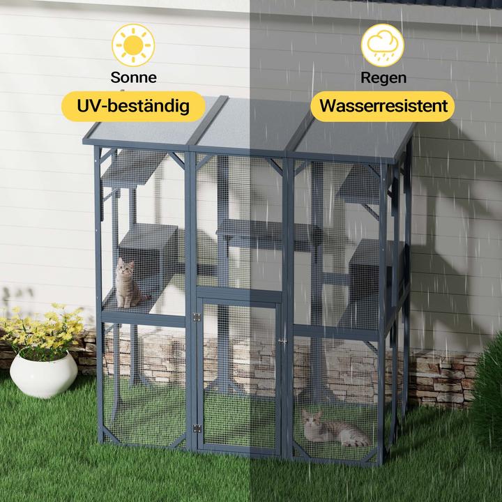Produktbild Wiltec Freilaufgehege Katzen 170x88x180cm Katzenfreigehege Holz Aussengehege