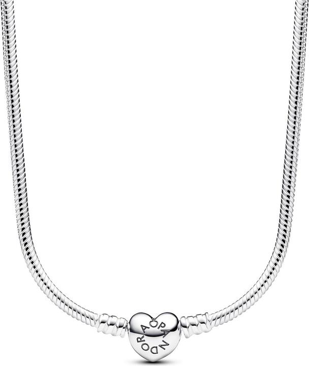 Pandora Moments snake link bracelet with heart clasp (Sterling silver 925, 45 cm)