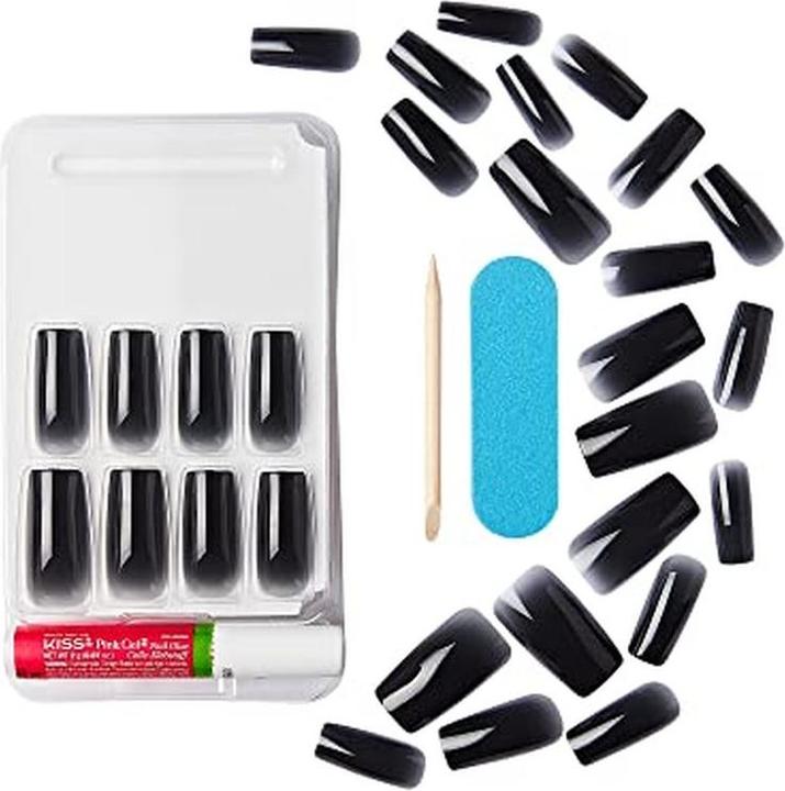 Actual product image KISS Gel nails Gel Fantasy Jelly Colour 28 pcs (Artificial nails, Black)