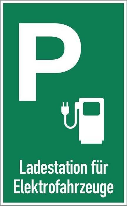 Energie-Label Moedel Parkplatzbeschilderung Ladestation für Elektrofahrzeuge L400xB250 mm Aluminium grün/weiss