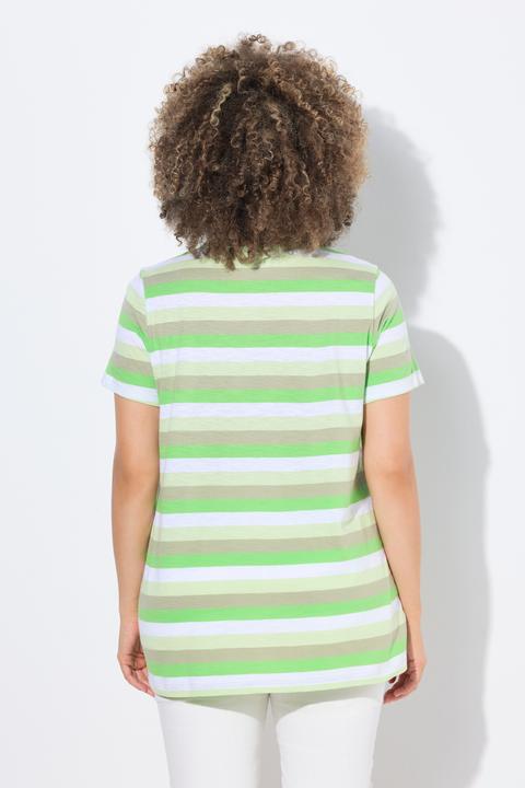 Produktbild Ulla Popken Ringelshirt, Sonne, A-Linie, V-Ausschnitt, Halbarm (62)
