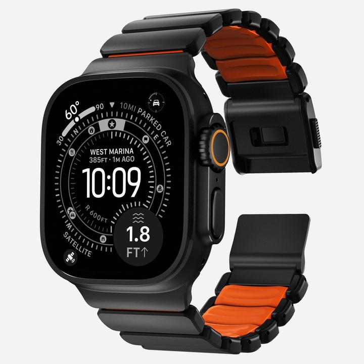 Actual product image Nomad Spartan Band Black Titanium Ultra Orange 49mm (FKM, Titanium, Titanium)