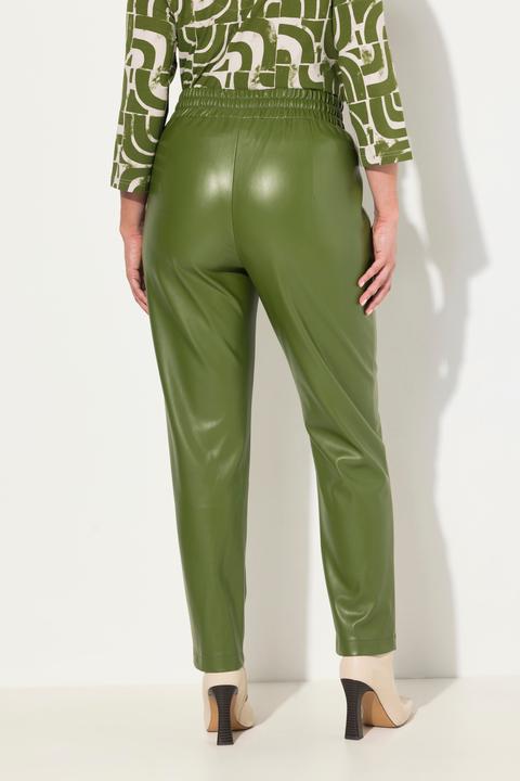 Image du produit Ulla Popken Pantalon 7/8 en similicuir. Passepoils et taille élastique (48)