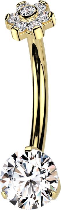 Actual product image Star Piercing Banane Innengewinde vergoldet Blume Kristalle silber und Kristall silber gefasst (without brass, Titanium)