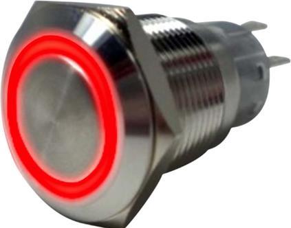 Produktbild RND Components Vandalensicherer Drucktaster, 1 Wechsler, Rastend, IP67, Flachsteckzunge, 2.8 x 0.5 mm