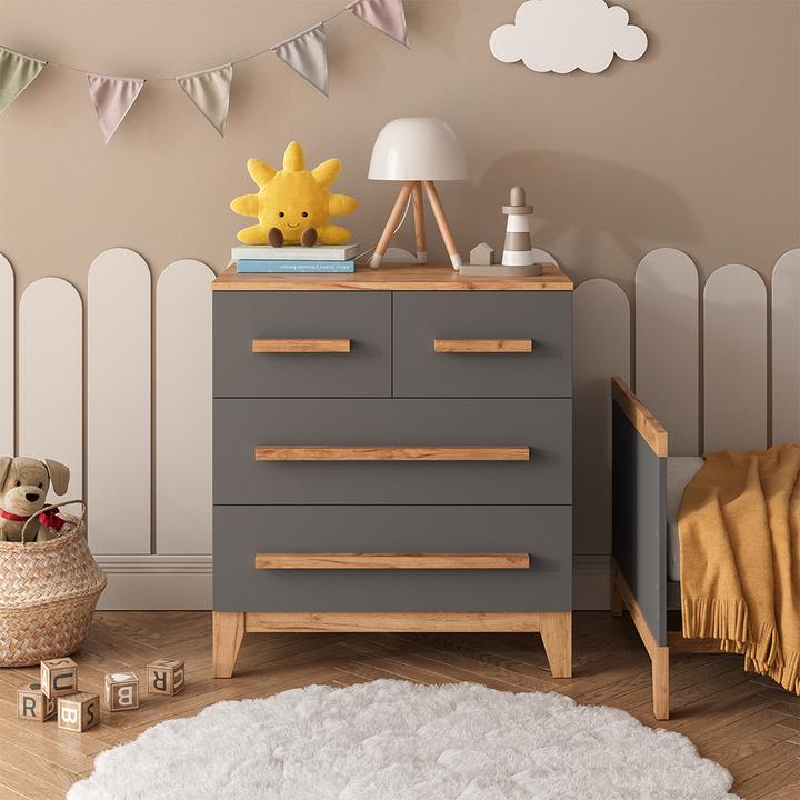 Image du produit VitaliSpa Kommode Malia, Grau/Artisan/Artisan, 80 x 88 cm mit 4 Schubladen (80 x 53.40 x 88 cm)
