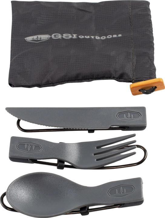 Actual product image GSI Tekk Trio Folding Cutlery Set, Grey