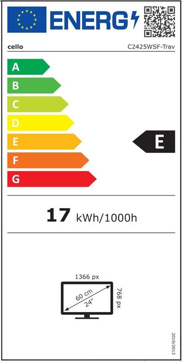Energielabel Cello Smart/DVD-Kombination mit WebOS, Triple-Tuner und Bluetooth für Camping und Reisen (DVD-speler)