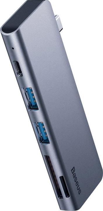 Actual product image Baseus Harmonica Five-in-one HUB Adapter Grey (USB-C, 5 ports)