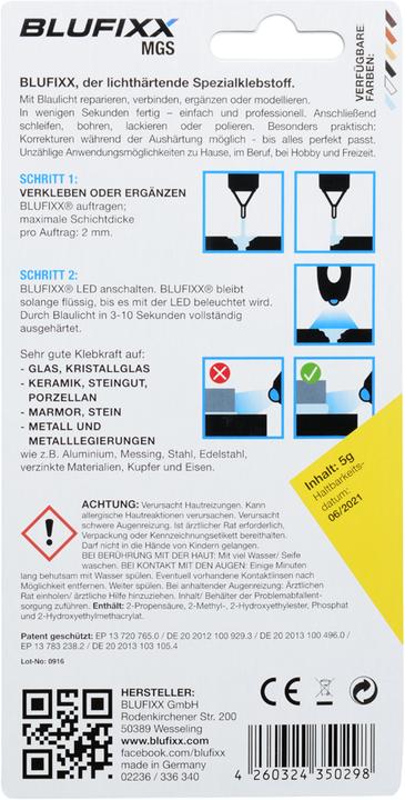 Image du produit Blufixx Set pour métal, verre & pierre (5 g)