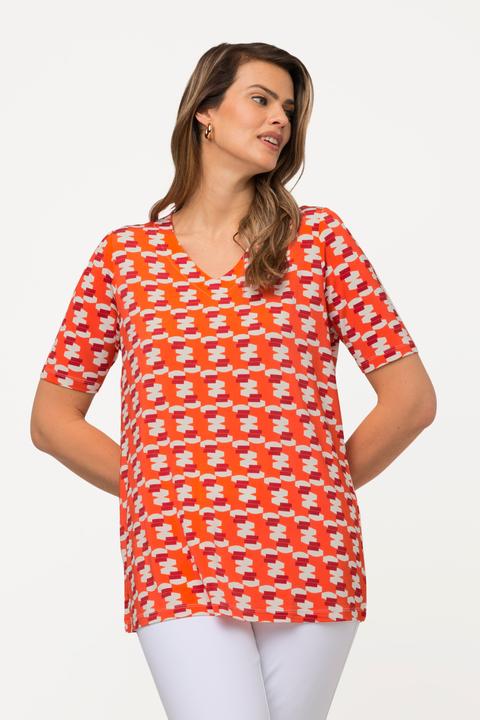 Produktbild Ulla Popken Slinkyshirt, Retro-Design, V-Ausschnitt, Halbarm (50, 52)