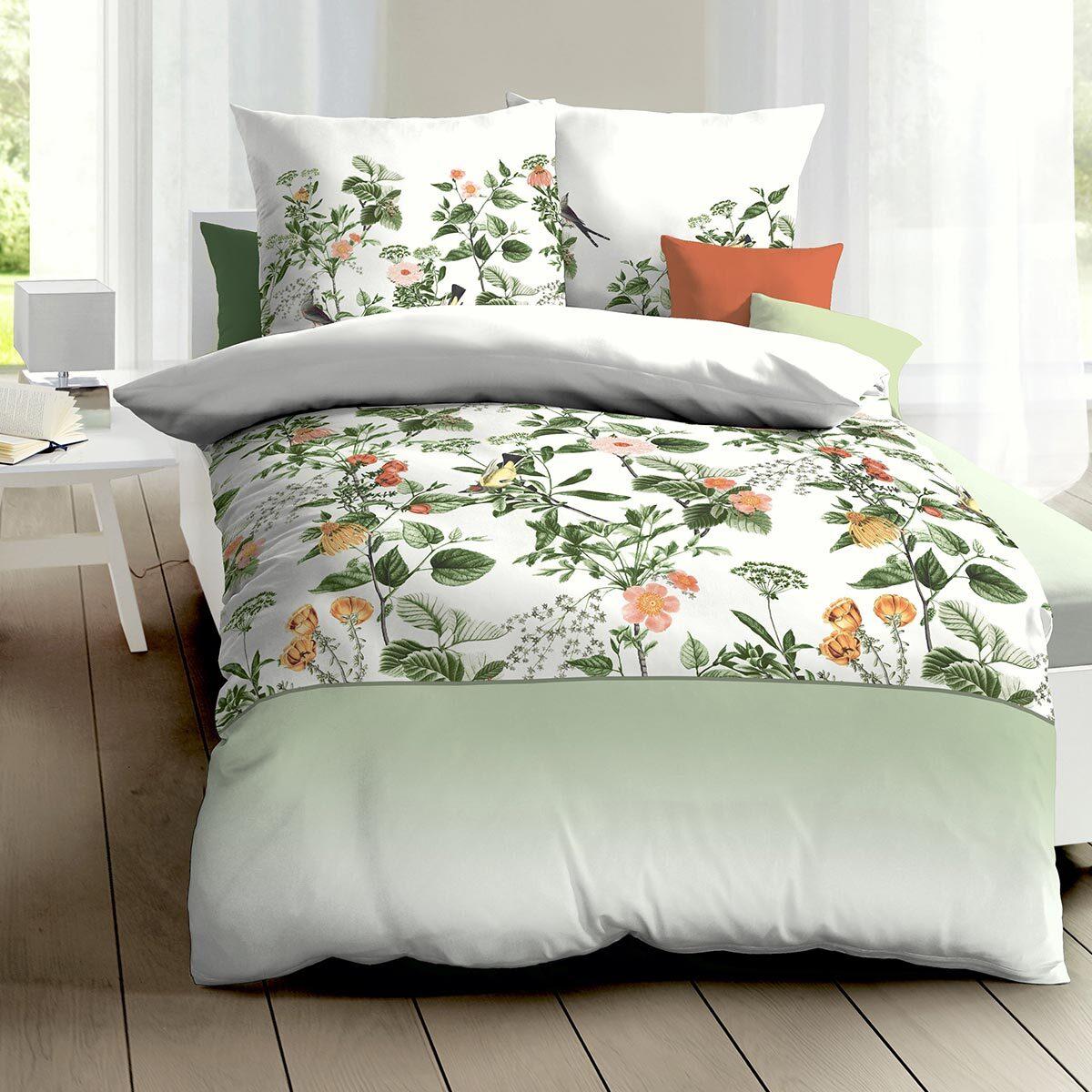 Thumbnail - Kaeppel, Bettwäsche, Mako-Satin Bettwäsche Formosa grün (Bettwäsche Set, 135x200 cm + 80x80 cm)