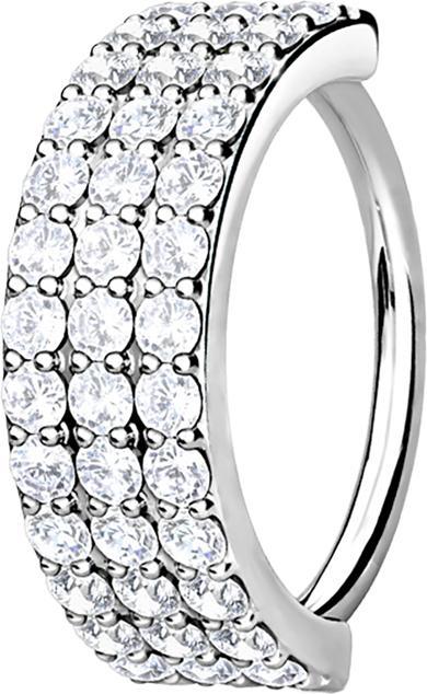 Produktbild Star Piercing Micro Piercing Ring silber drei linien mit Kristallen (Chirurgenstahl 316L, Messing)