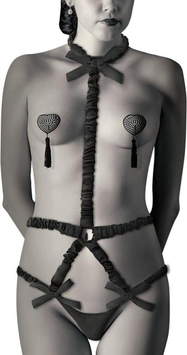 Productafbeelding Coquette Chic Desire Elastische Harnasset En Tepelbedekking Zwart (Eén maat voor iedereen)
