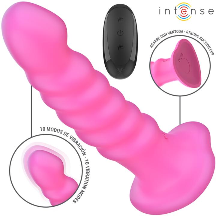 Actual product image Intense Cindy Vibrator Size L Spiral Design 10 Vibrations Pink Remote Control