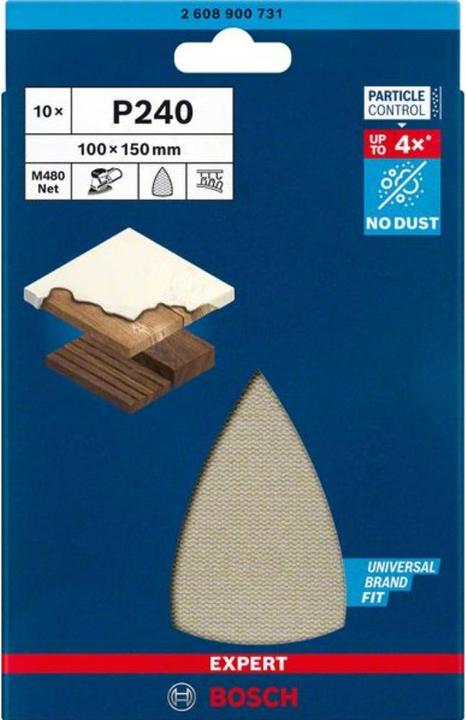 Produktbild Bosch Professional Zubehör EXPERT M480 Schleifnetz für Multischleifer 100 x 150 mm, G 240, 10-tlg. (240)