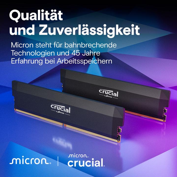 Image du produit Crucial Pro DDR5-6400 Kit 64 Go 2x32 Go UDIMM CL40 B Overclocking (2 x 32GB, 6400 MHz, RAM DDR5, U-DIMM)