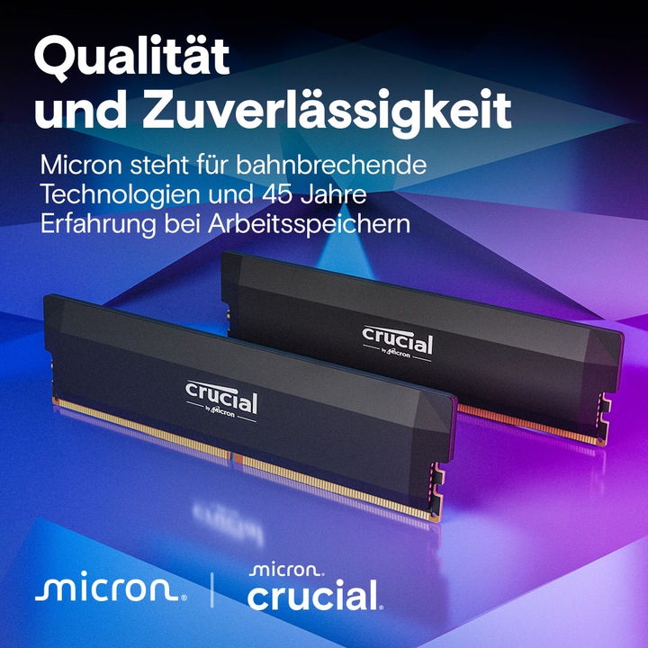Actual product image Crucial Pro DDR5-6400 Kit 64GB 2x32GB UDIMM CL40 B Overclocking (2 x 32GB, 6400 MHz, DDR5 RAM, U-DIMM)