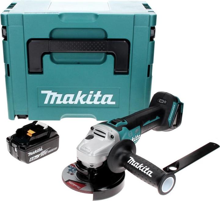 Actual product image Makita DGA 506 G1J Cordless angle grinder 18 V 125 mm brushless + 1x rechargeable battery 6.0 Ah + Makpac (125 mm)