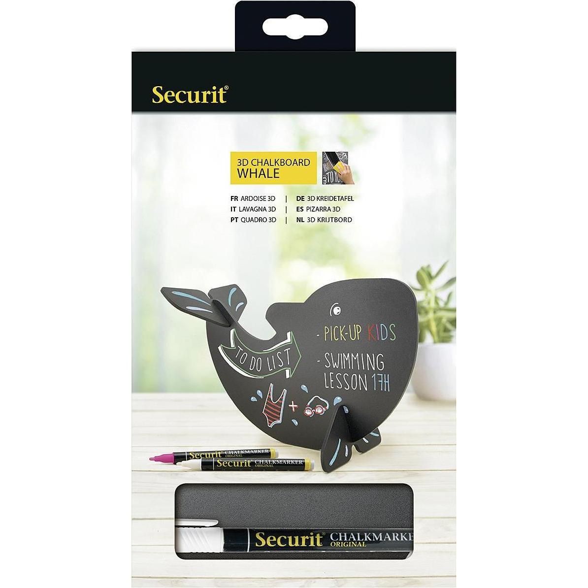 Securit Kreidetafel WHALE T3D-WHALE schwarz 22x14.5x10cm (Pinnwand) (T3D-WHALE)