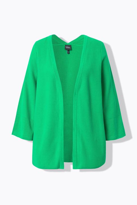 Produktbild Ulla Popken Strickjacke, A-Linie, offene Form, V-Ausschnitt, 3/4-Arm (60)