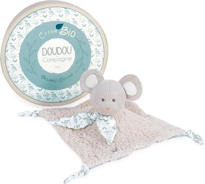 Doudou et Compagnie Doudou souris bio, vert olive 25cm