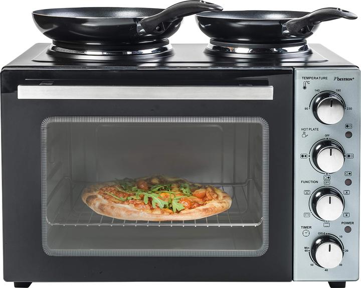 Produktbild Bestron Kleinküche (Grill - Backofen mit Doppelkochplatte) Inkl. Drehspiess und umluftfunktion
