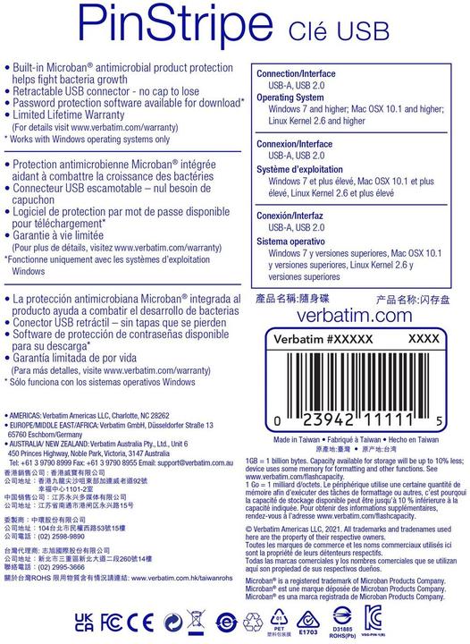 Produktbild Verbatim PinStripe (128 GB, USB-A)