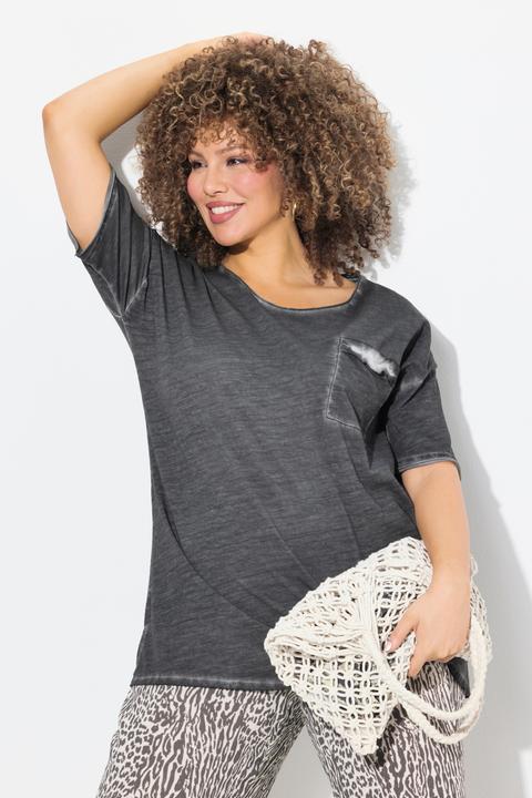 Produktbild Ulla Popken T-Shirt, oversized, Rüschen-Brusttasche, Halbarm (58)
