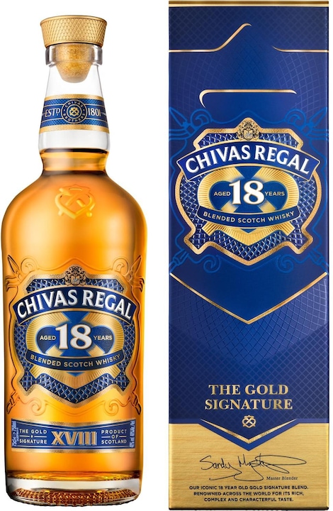 Immagine prodotto Chivas Regal 18 anni firma d'oro (Miscelato Whisky, Whisky scozzese, 1 x 70 cl)