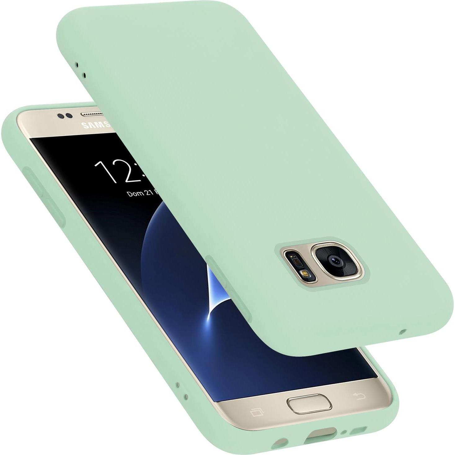 Cadorabo TPU Liquid Silicone Case Cover (Samsung Galaxy S7), Smartphone Hülle, Grün
