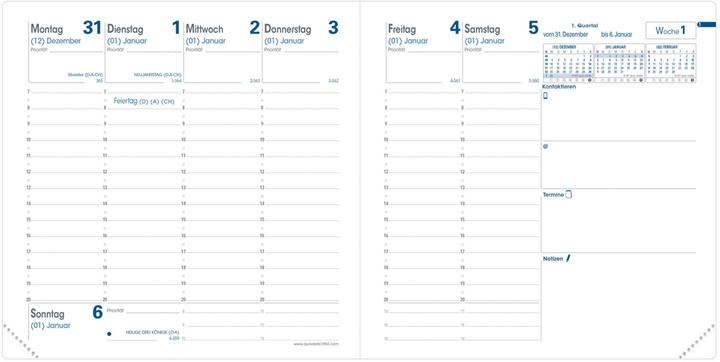 Actual product image Quo Vadis Executif DE Impala 2020 QV014217 6 pieces (assorted) 1W/2S, 16x16cm (A6, 1 week / 2 pages)