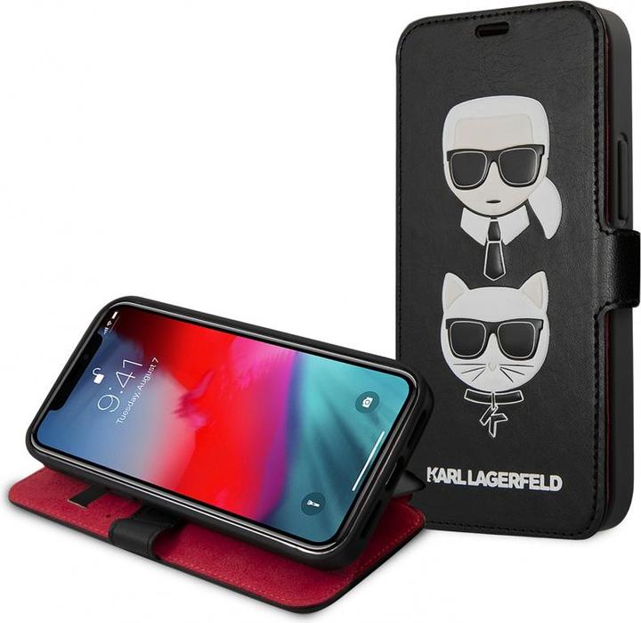 Produktbild Karl Lagerfeld Leather Cover Heads Book for Apple iPhone 12 /12 Pro Black KLFLBKSP12MFKICKC (EU ) (Apple iPhone 12 Pro, Apple iPhone 12)