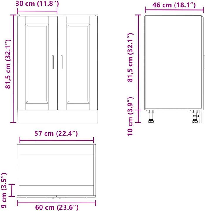 Produktbild vidaXL Küchenunterschrank (60 x 46 x 81.50 cm)