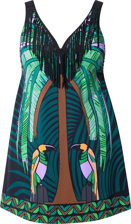 Image du produit Ulla Popken Robe de bain motif perroquets, bonnets souples et Powermesh, matières recyclées (42)