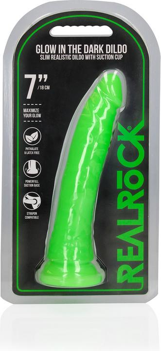 Immagine prodotto RealRock Slim Dildo Suction Cup - GitD - 7" / 18 cm