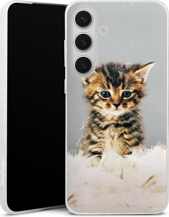 Produktbild DeinDesign Slim Case für Samsung Galaxy S25+ Silikon Hülle Ultra Dünn Handyhülle Feder Haustier Katze (Samsung Galaxy S25+)