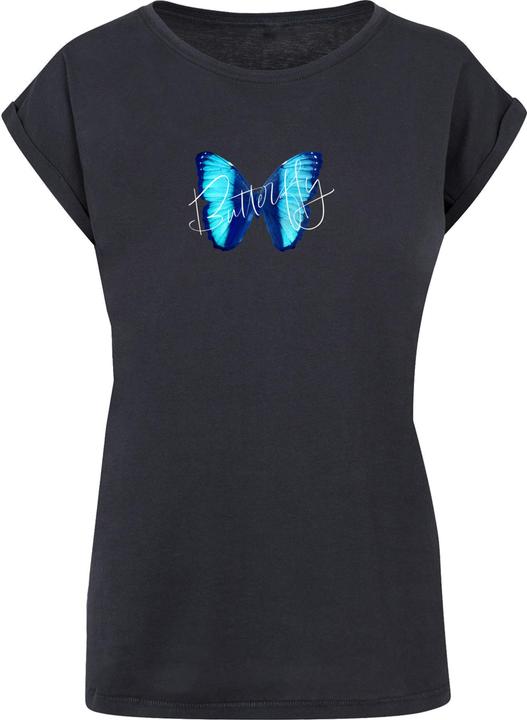 Produktbild Merchcode Ladies Butterfly Blue Extended Shoulder Tee - 111649 (S)