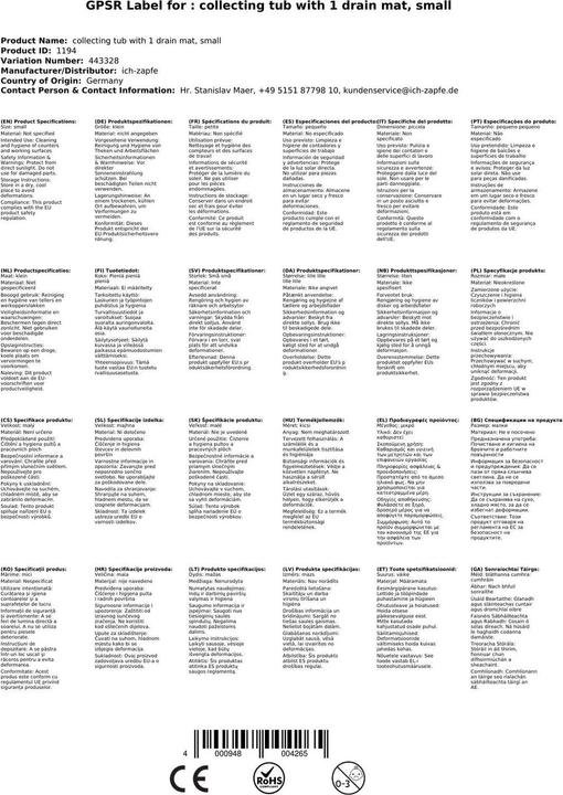 Actual product image Ich-zapfe DRAINING TUB with draining mat, small (Bar mat)