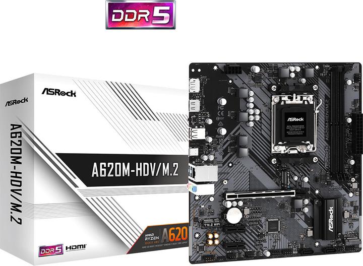 Produktbild AsRock A620M-HDV/M.2 (AM5, AMD A620, mATX)