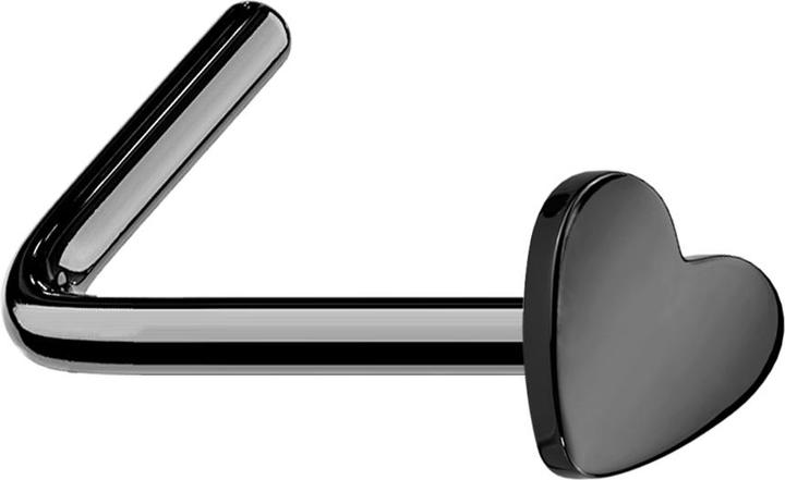 Actual product image Star Piercing Nose stud angled black with heart (Titanium, without brass)