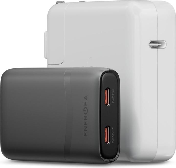 Actual product image Energea Wall charger TravelWorld Edge 65W 2xUSB-C PD/PPS/QC3.0 (US/UK/EU) graphite (65 W, 2 ports)
