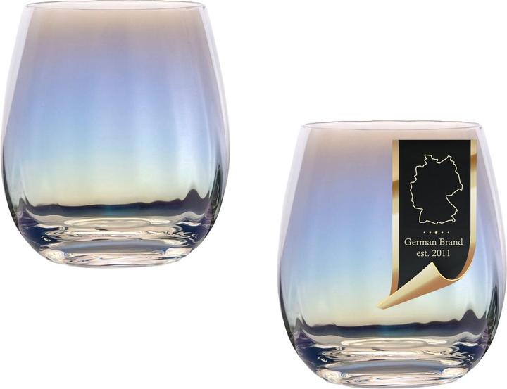 Produktbild Intirilife Trinkglas Set Regenbogen Schimmer Wellenform (0.38 l, 2 x)