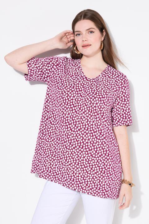 Produktbild Ulla Popken T-Shirt, A-Linie, Zierfalten, V-Ausschnitt, Halbarm (42, 44)