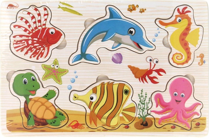 Actual product image Magni Wooden inlay puzzle 15x22.5cm 4 assorted (6 pieces)